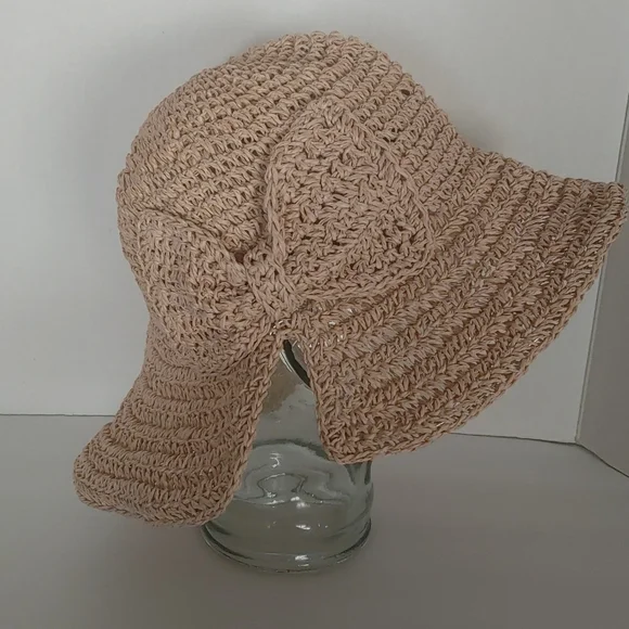 Pale Pink Bow Straw Hat - Picture 3 of 5